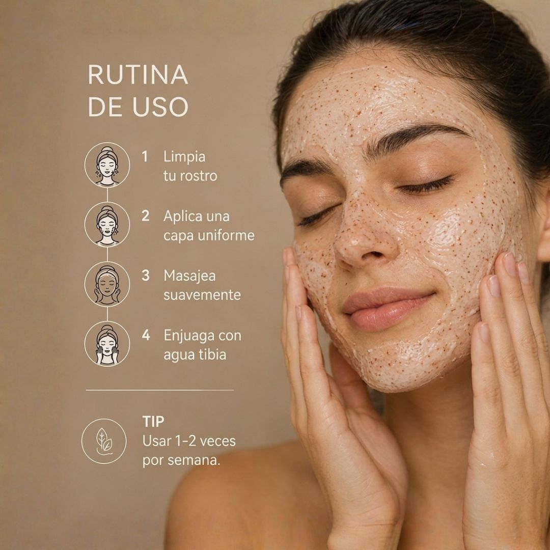 Exfoliante facial activo de rosas y arándanos.