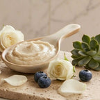 Exfoliante facial activo de rosas y arándanos.