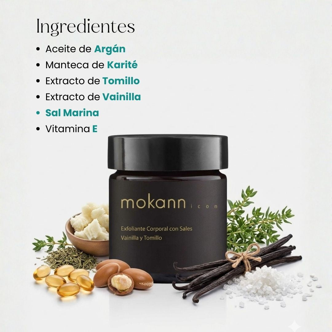 Exfoliante corporal de sales se vainilla y tomillo