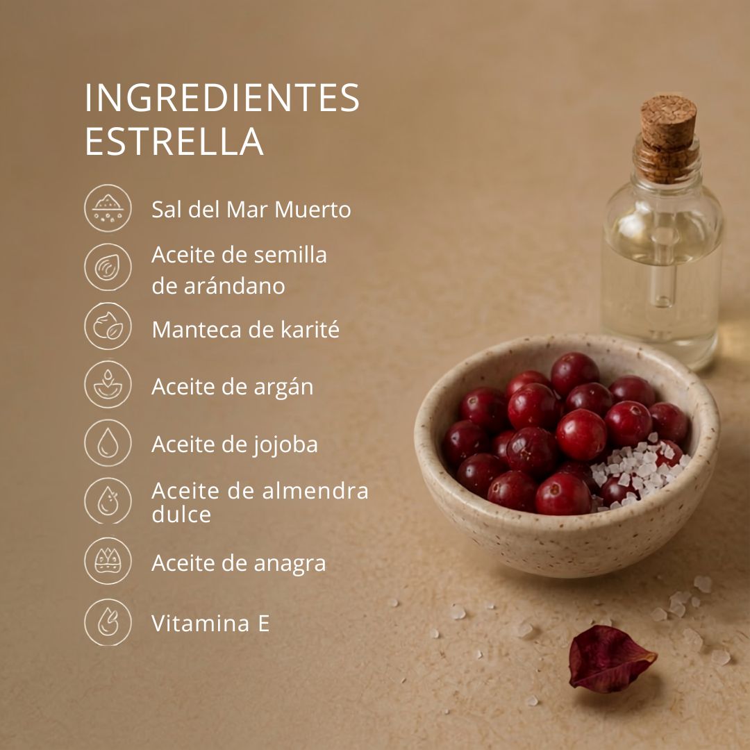 Exfoliante corporal de sal y arándano