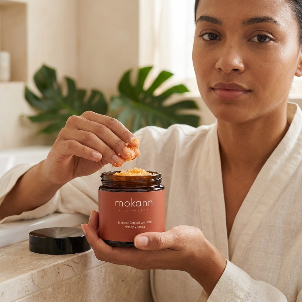 Exfoliante corporal de sal de naranja y canela