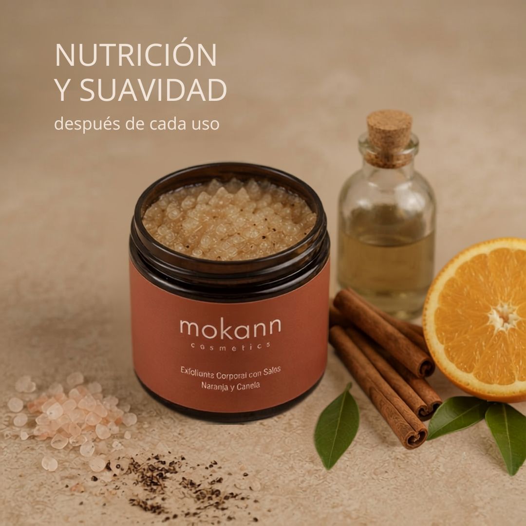 Exfoliante corporal de sal de naranja y canela