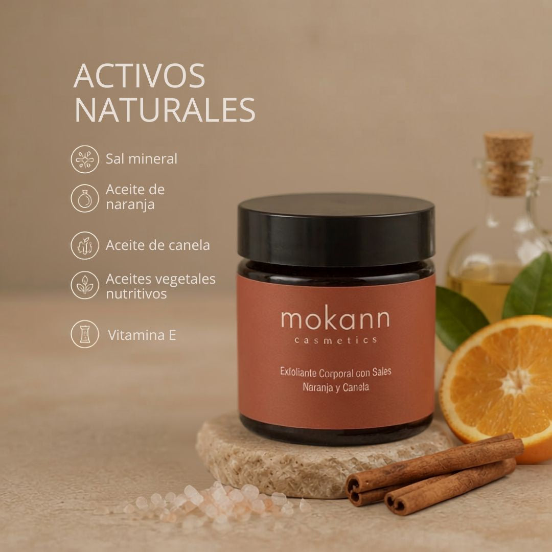 Exfoliante corporal de sal de naranja y canela