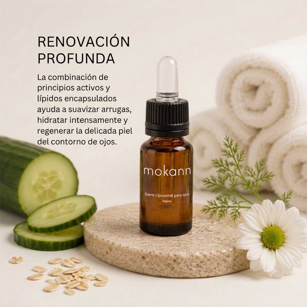 Sérum liposomal para ojos. Con ácido hialurónico y pepino.