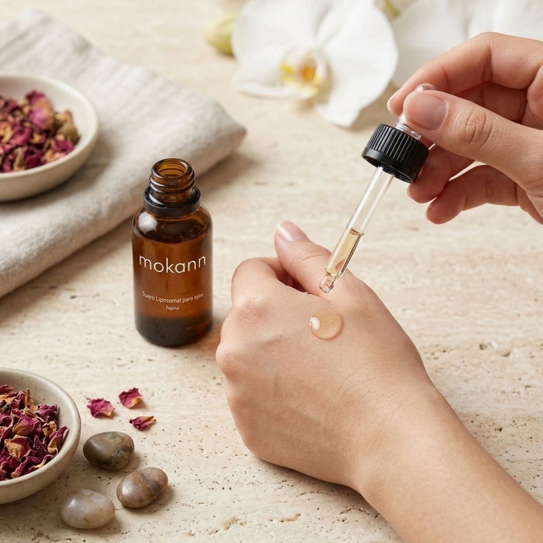 Sérum liposomal para ojos. Con ácido hialurónico y pepino.