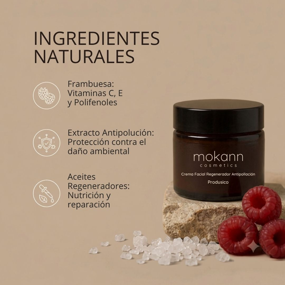 Crema facial regeneradora antipolución frambuesa