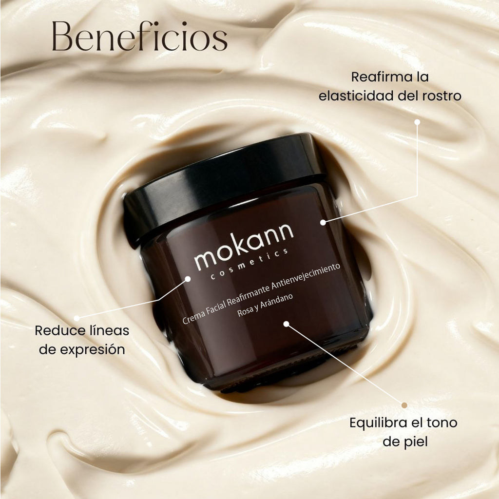 Crema Facial Reafirmante Antiedad de Rosa y Arándano.