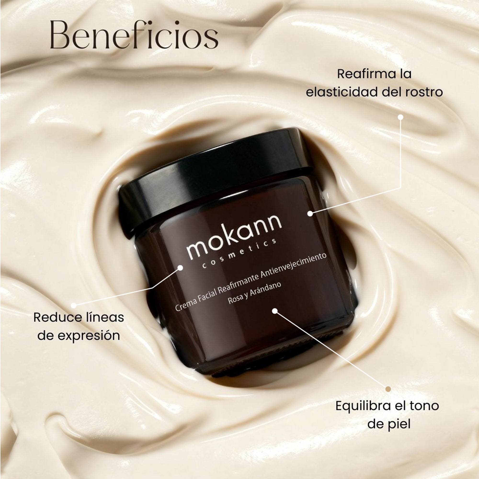 Crema Facial Reafirmante Antiedad de Rosa y Arándano.