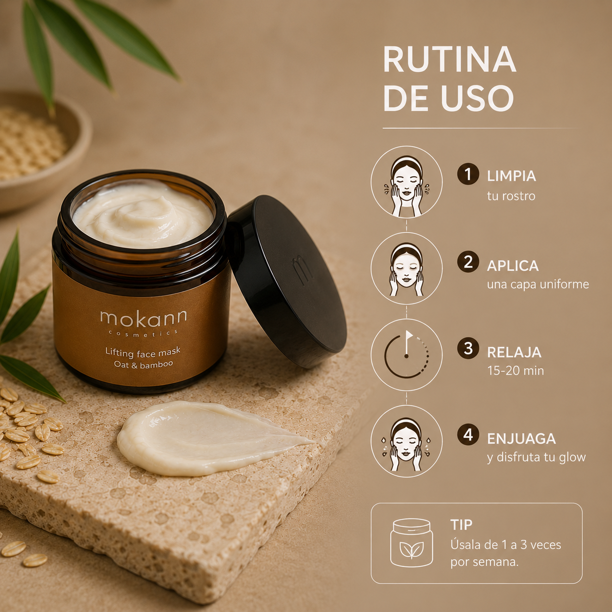 Mascarilla Facial Lifting con Avena y Bambú