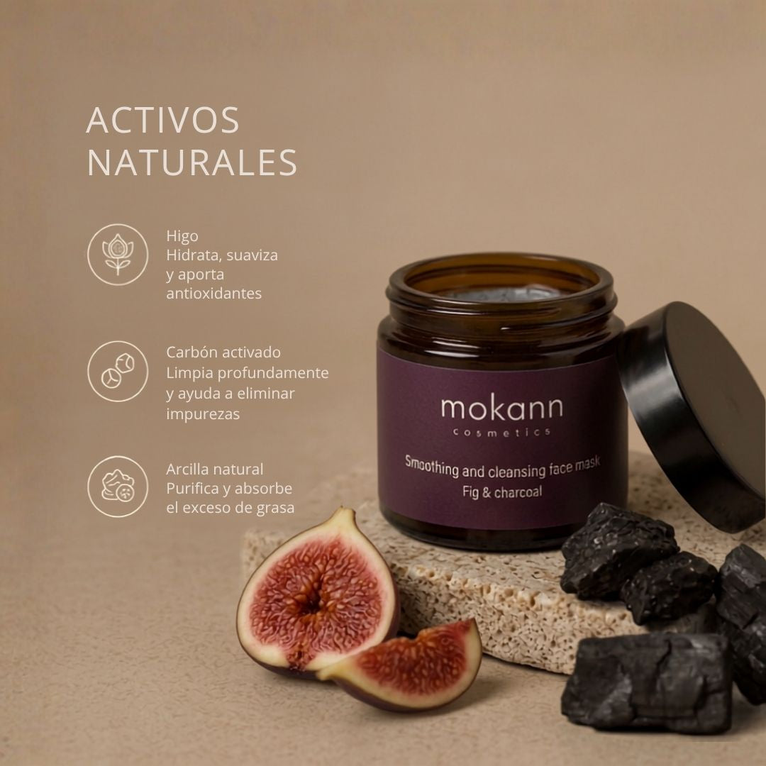 Mascarilla facial suavizante y limpiadora de higo y carbón