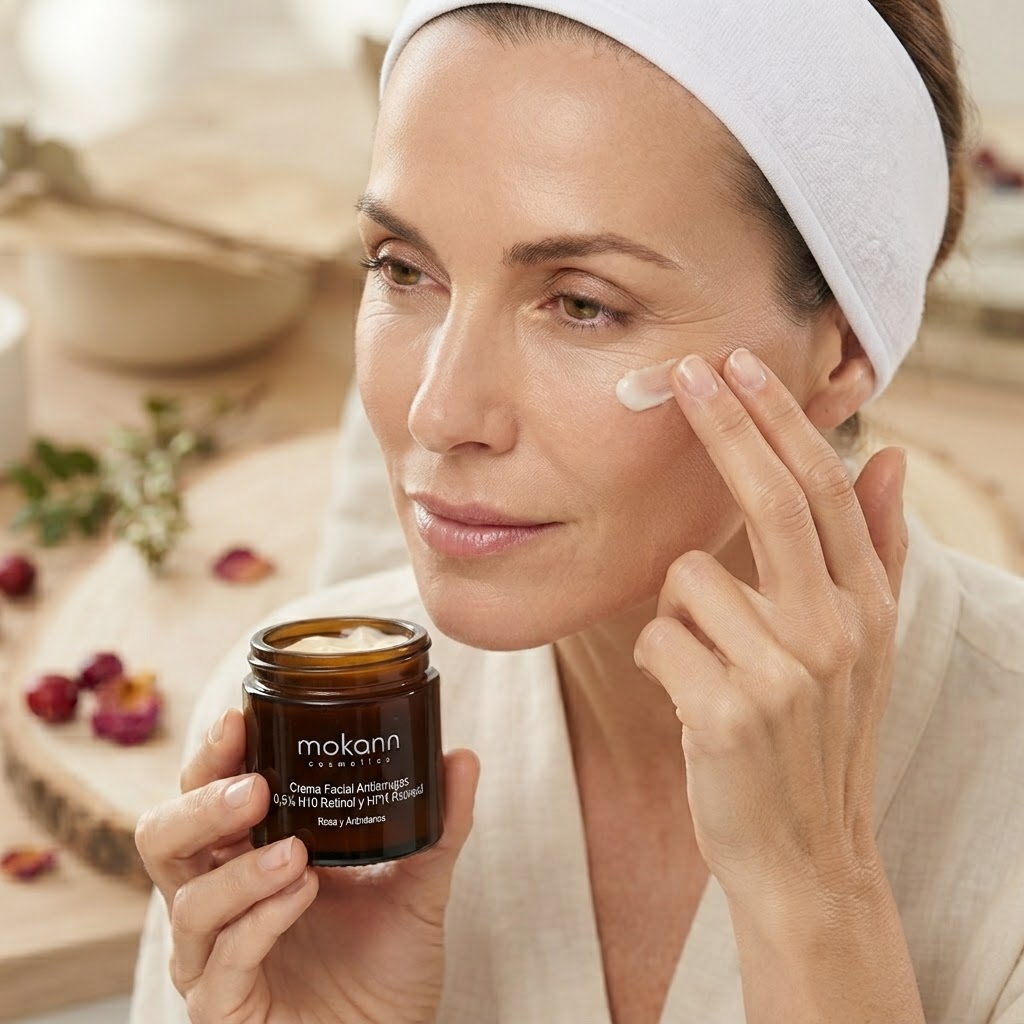 Crema Facial Antiarrugas 0,5% H10 Retinol &amp; HPR Retinoid con Rosa y Arándano