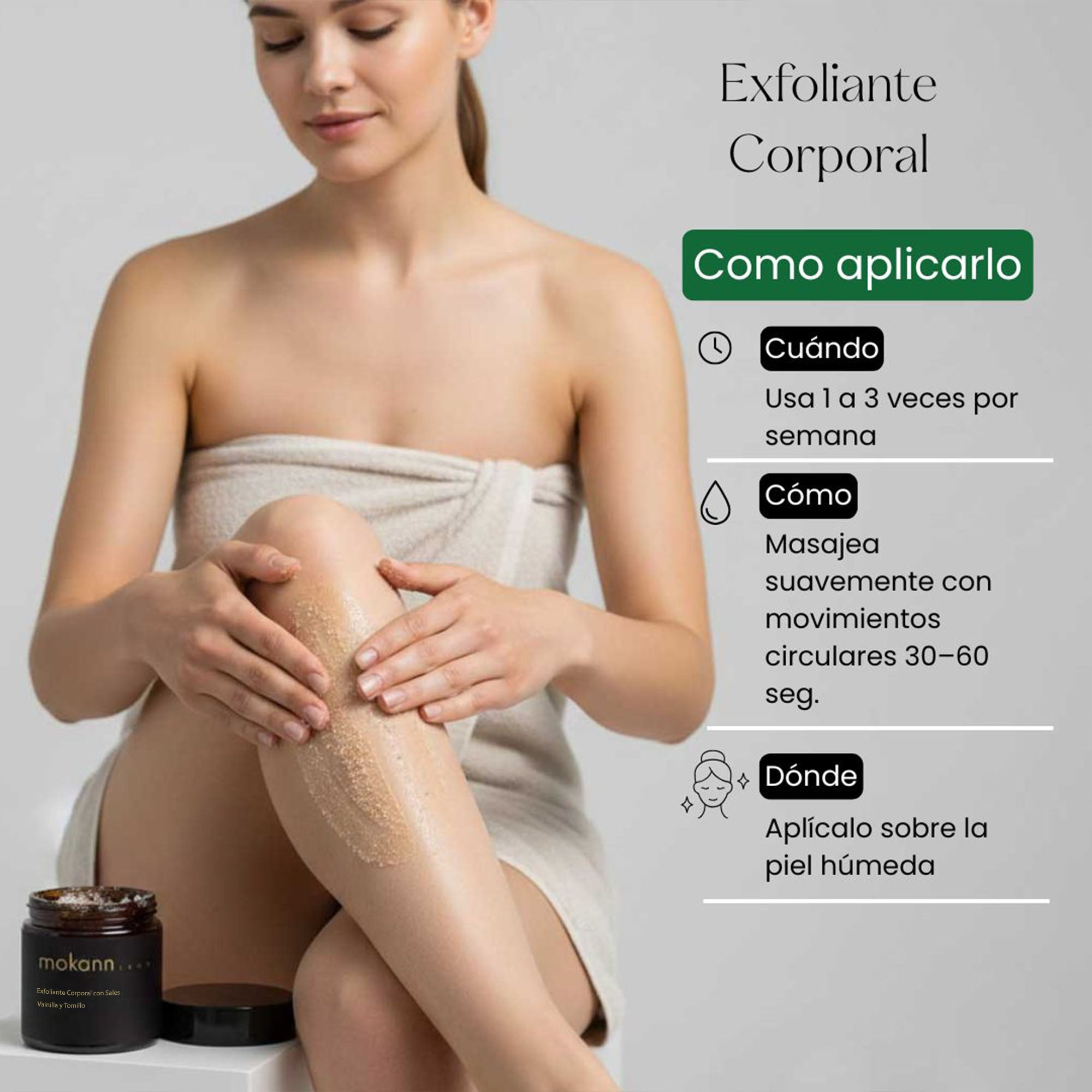 Exfoliante corporal de sales se vainilla y tomillo