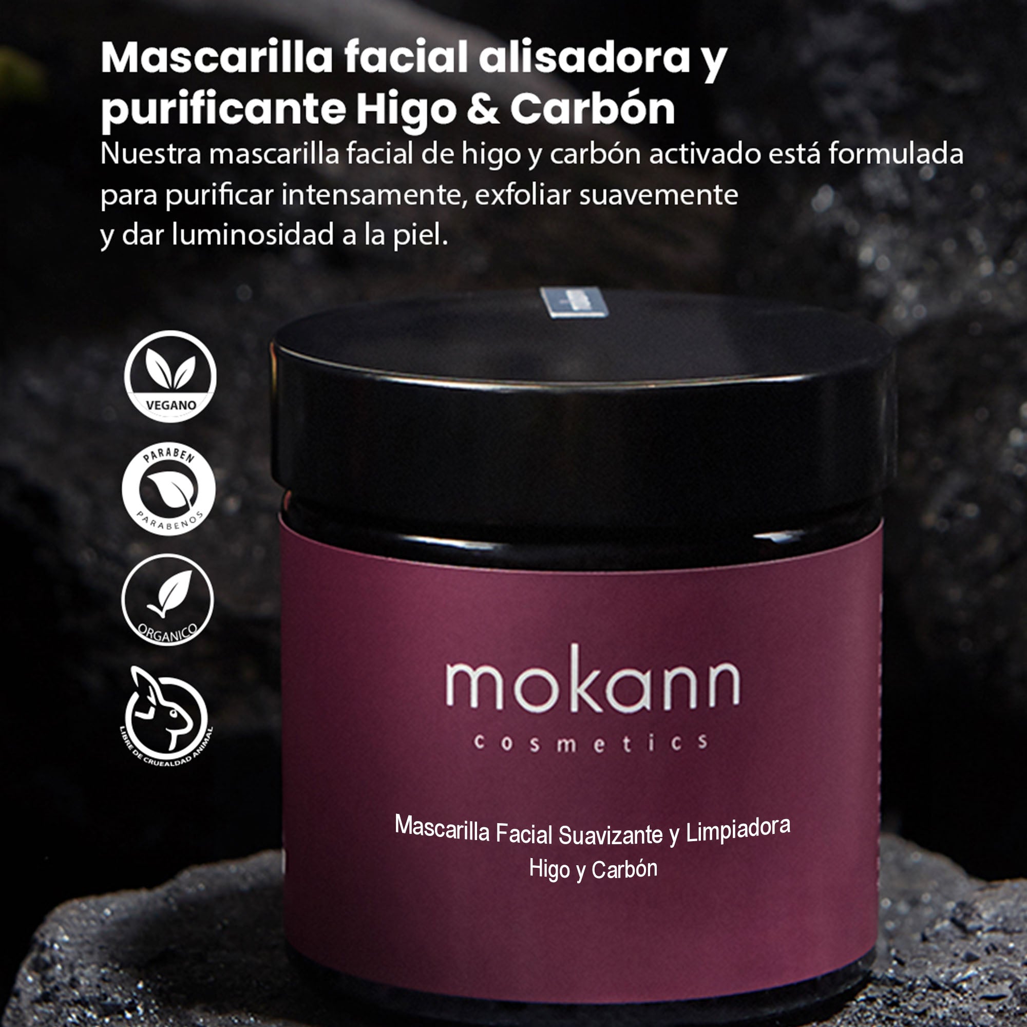 Mascarilla facial suavizante y limpiadora de higo y carbón